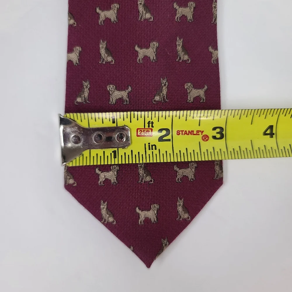 Stafford Red with Dogs Mens Neck Tie. New With Tags.